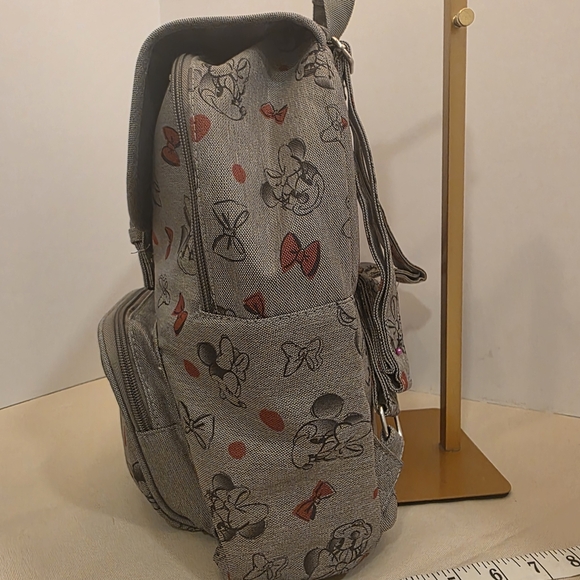 Disney Minnie Mouse Bows Mini Backpack - Gray & Red Cute Bag - Picture 3 of 16